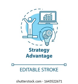 Strategy advantage concept icon. Building goals. Competitive business planning. Win profit. Innovation idea thin line illustration. Vector isolated outline RGB color drawing. Editable stroke