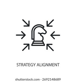 Strategische Ausrichtung dünne Linien Vektor Symbole.