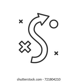 Strategy. arrow and cross