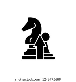Strategy black icon, vector sign on isolated background. Strategy concept symbol, illustration 