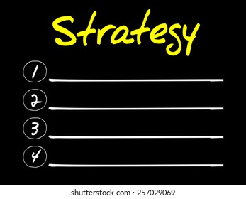 STRATEGY blank list, business concept