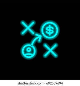 Strategy blue glowing neon ui ux icon. Glowing sign logo vector