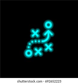 Strategy blue glowing neon ui ux icon. Glowing sign logo vector
