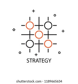 Strategy board game. Creative Idea Concept of Business Strategy. Moden Flat thin line icon designed vector illustration.Editable Stroke.
