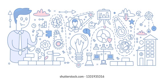 Strategy Building. Vector Illustration