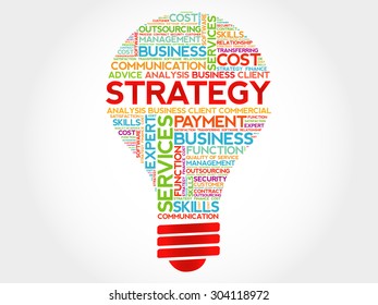 Strategy Bulb Word Cloud Business Concept Stock Vector (Royalty Free ...