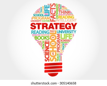 STRATEGY bulb word cloud, business concept