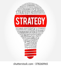 STRATEGY bulb word cloud, business concept