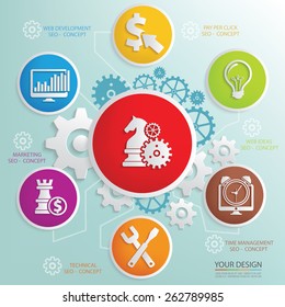 Strategy and business analysis design info graphic,clean vector