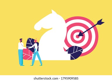 Strategy business background concept vector illustration handshale deal community consulting. 