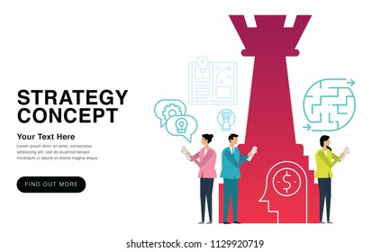 Strategy, Business Concept 2018  - New Trends And Modern Minimalism Style With Colour Transition. Can Use For Web, Landing Page, Infographics, Editorial, Commercial Use And Others. Vector.