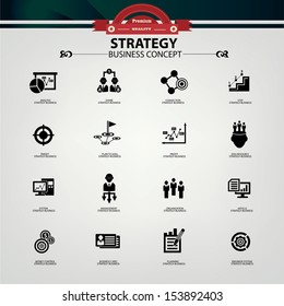 Strategy business concept icons,Black version,vector