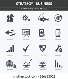 Strategy & Business concept icons,Black version,vector