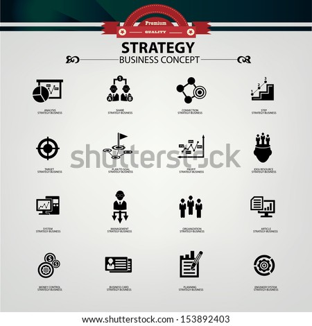 Strategy business concept icons,Black version,vector