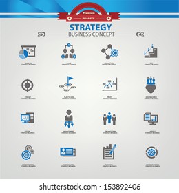 Strategy business concept icons,Blue version,vector