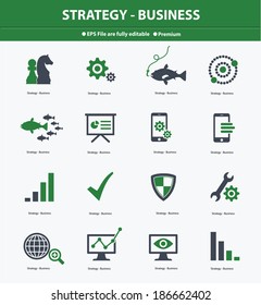 Strategy & Business concept icons,Green version,vector