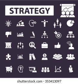 Strategy business concept, strategic decision, meeting, management, plan, businessman, goal, conference, company, growth signs vector concept set for infographics, mobile, website, application

