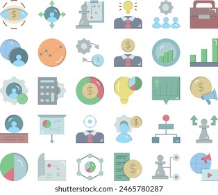 Conjunto de iconos de negocios de estrategia Vector diseño ilustración stock