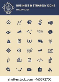 Strategy and business icon set. vector