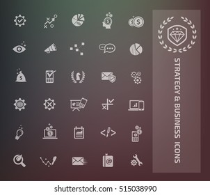 Strategy and business icon set,clean vector