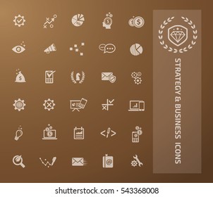 
Strategy and business icon set,clean vector