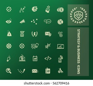 Strategy and business icon set,clean vector  