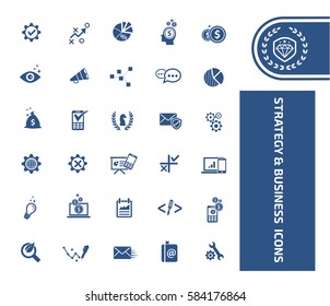 Strategy and business icon set,clean vector