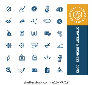Strategy and business icon set,clean vector