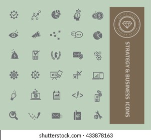 Strategy and business icon set,vector