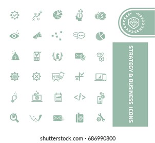 Strategy and business icon set,vector