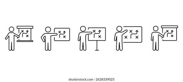 Strategy Business line icon set. Business mentor icon, Leader. Entrepreneur outline icon collection. UI thin vector icon set in transparent background. Editable stroke