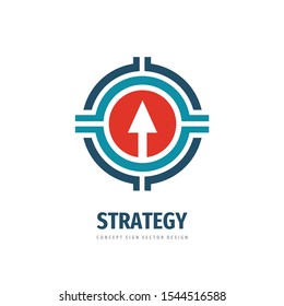 Strategy business logo tempate design. Arrow target symbol. Logistic icon. Investment market vector sign.