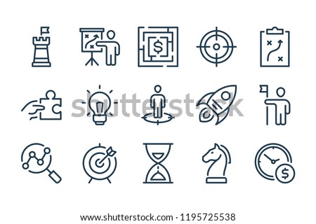 Strategy and Business Marketing line icons. Startup and Advertising vector linewar icon set.