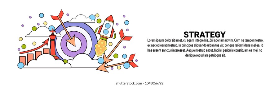 Strategy Business Planning Concept Horizontal Web Banner With Copy Space Vector Illustration