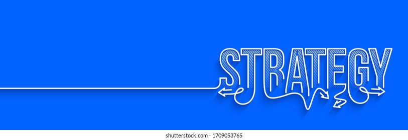 Estrategia Línea caligráfica Arte Texto de compra ilustración vectorial Diseño.