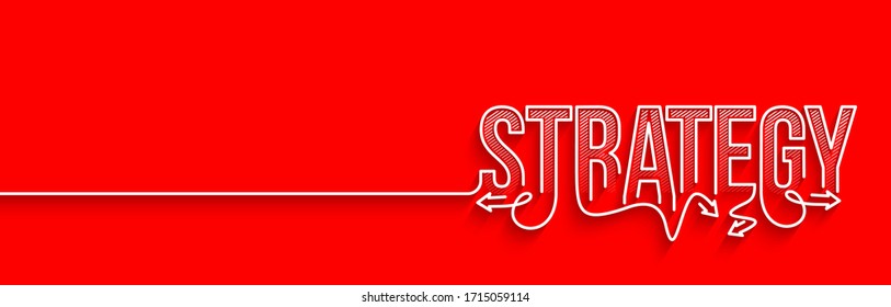 Estrategia Línea caligráfica Arte Texto de compra ilustración vectorial Diseño.