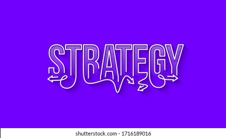 Strategy Calligraphic line art Text shopping poster vector illustration Design.