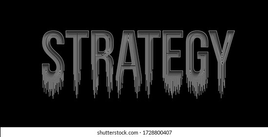 Strategy Calligraphic line art Text shopping poster vector illustration Design.