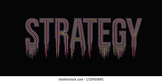 Strategy Calligraphic line art Text shopping poster vector illustration Design.
