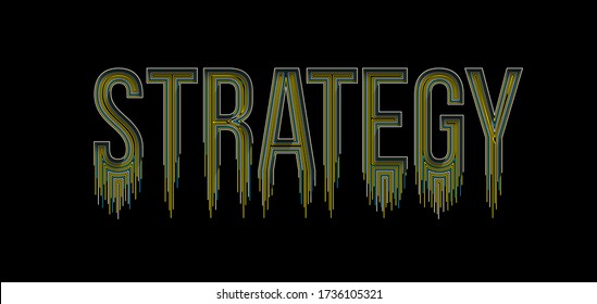 Strategy Calligraphic line art Text shopping poster vector illustration Design.