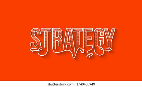 Strategy Calligraphic line art Text shopping poster vector illustration Design.