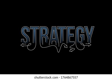 Strategie Kalligrafische Linie Kunst Text Shopping Poster Vektorgrafik Design.