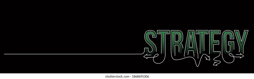 Strategy Calligraphic line art Text shopping poster vector illustration Design.