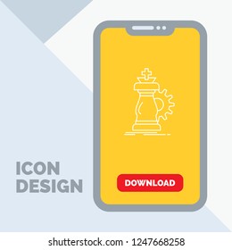 strategy, chess, horse, knight, success Line Icon in Mobile for Download Page
