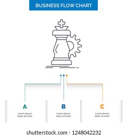 strategy, chess, horse, knight, success Business Flow Chart Design with 3 Steps. Line Icon For Presentation Background Template Place for text