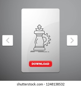 strategy, chess, horse, knight, success Line Icon in Carousal Pagination Slider Design & Red Download Button