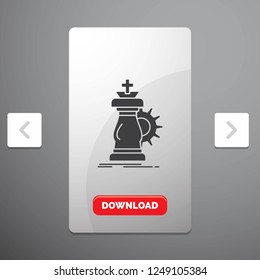 strategy, chess, horse, knight, success Glyph Icon in Carousal Pagination Slider Design and Red Download Button