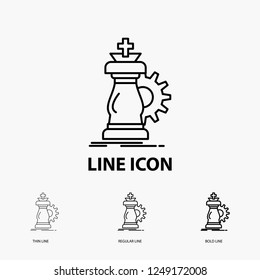 strategy, chess, horse, knight, success Icon in Thin, Regular and Bold Line Style. Vector illustration