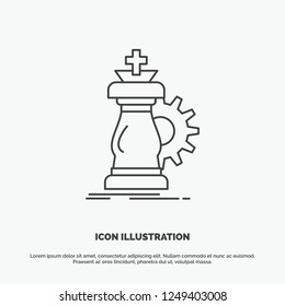 strategy, chess, horse, knight, success Icon. Line vector gray symbol for UI and UX, website or mobile application