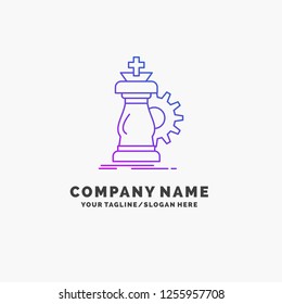 strategy, chess, horse, knight, success Purple Business Logo Template. Place for Tagline